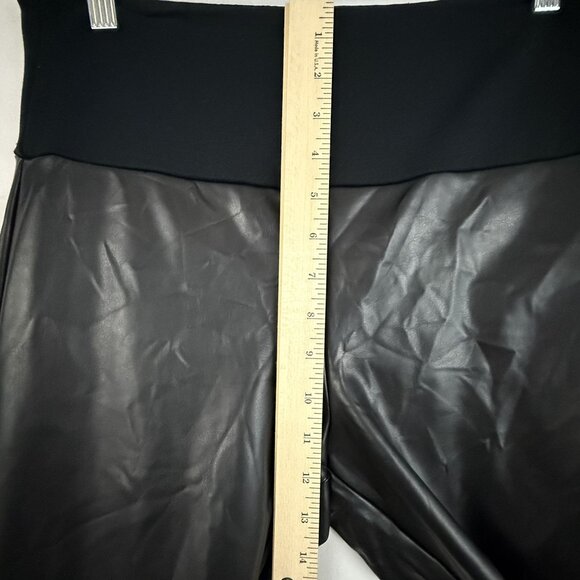 Assets By Spanx Leggings Women's Large All Over Faux Leather High Waist Black - Picture 11 of 12